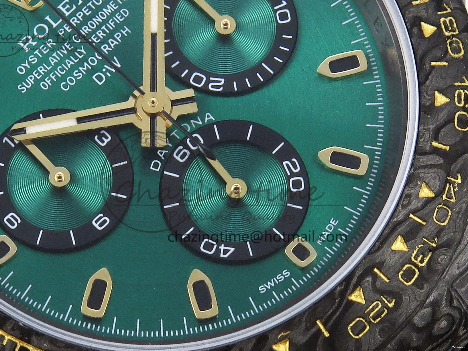 Carbon on YG Green DIWF Daytona A7750 Strap Nylon and Edition DIW Black Case Dial Bezel 0926